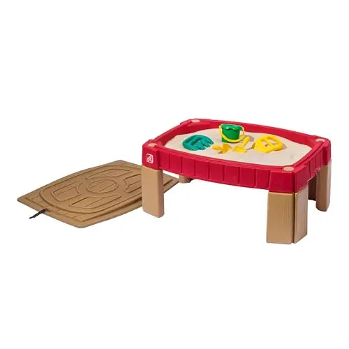 Step2 Naturally Playful Sand Table, a raised table with a lid featuring molded roadways.