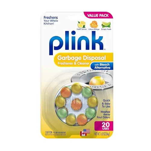 Plink garbage disposal cleaner tablets in a yellow box