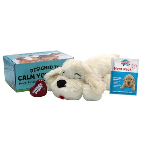 Golden Snuggle Puppy plush toy with heartbeat for dogs