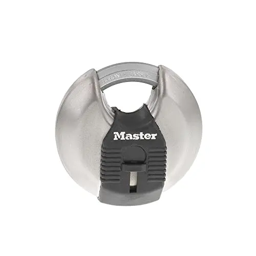 Master Lock heavy-duty stainless steel discus padlock with shrouded shackle