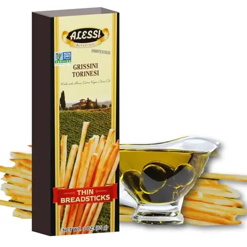 Alessi brand thin, crispy Italian breadsticks in packaging