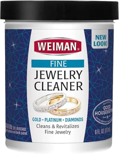 Weiman fine jewelry cleaner liquid bottle with cleaning brush