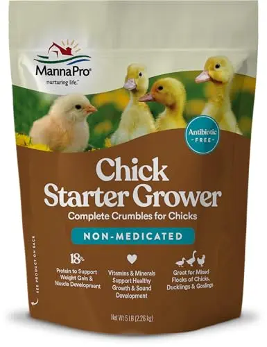 5lb bag of Manna Pro Non-Medicated Chick Starter Feed in crumble form.