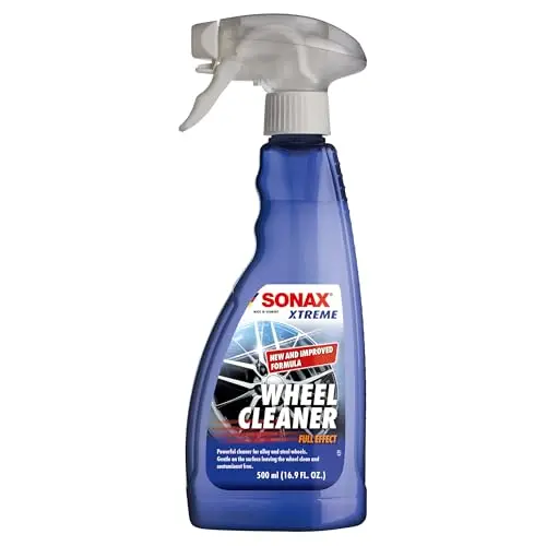 SONAX Wheel Cleaner Full Effect bottle with color-changing liquid