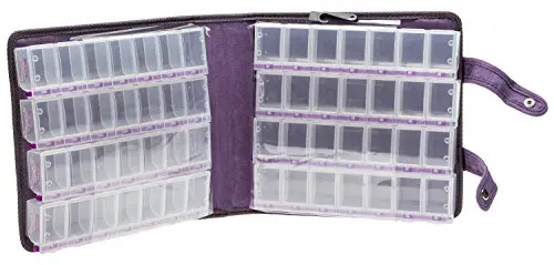 Craft Mates purple case with 56 clear locking compartments