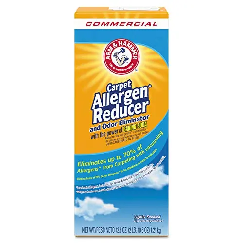Arm & Hammer Carpet and Room Allergen Reducer powder in a shaker box