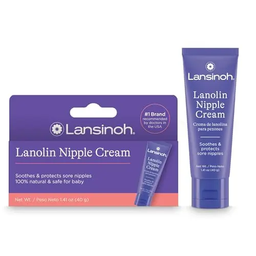 Lansinoh Lanolin Nipple Cream tube against a soft background