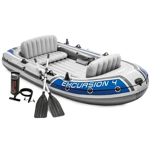 INTEX Excursion 4 inflatable boat set with oars and pump