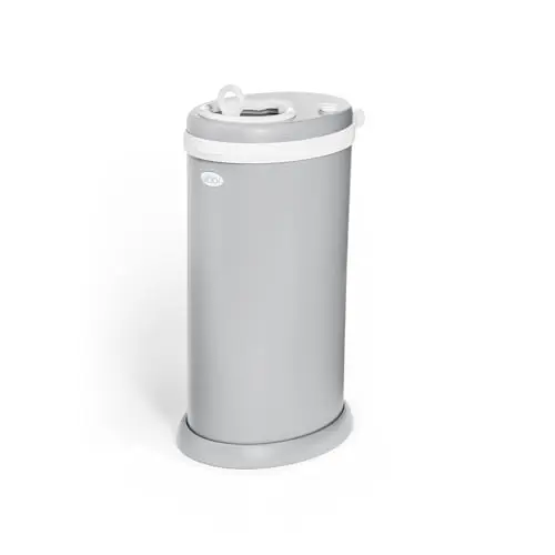 Ubbi stainless steel diaper pail in gray color