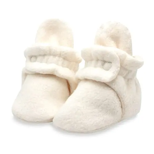 Zutano Cozie fleece booties for newborns with snap closure