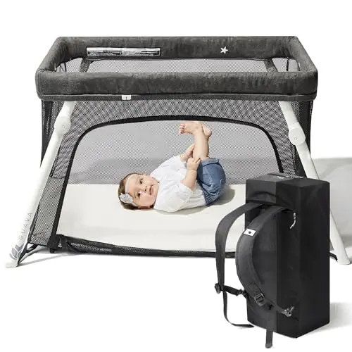 GUAVA FAMILY Lotus Travel Crib folded into a backpack
