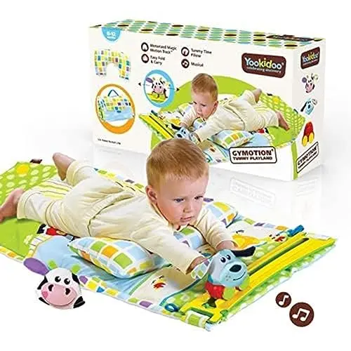 Yookidoo portable fold-up baby playmat with a musical motion track and farm-themed toys