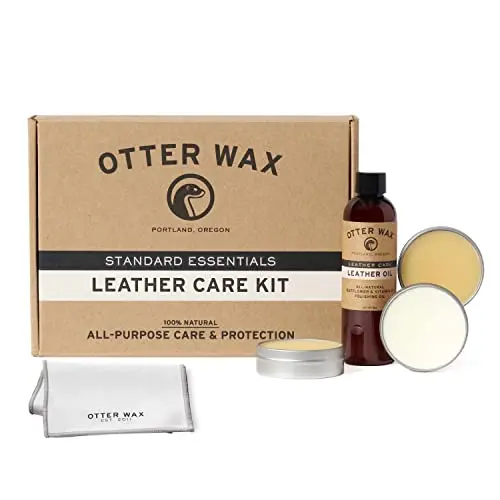 Otter Wax leather care kit with saddle soap, leather salve, boot wax, and leather oil