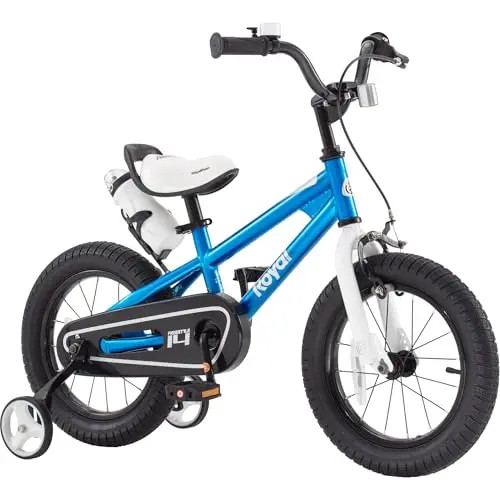 RoyalBaby 16-inch blue BMX bike with training wheels for kids