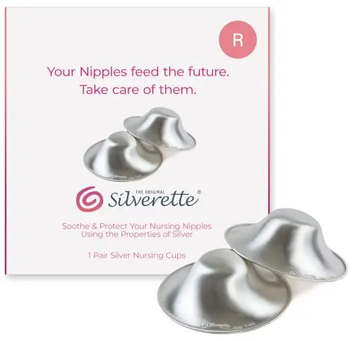 Silverette silver nursing cups on a soft surface