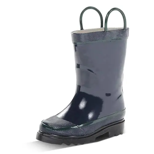 Western Chief classic navy blue kids rain boots with pull handles