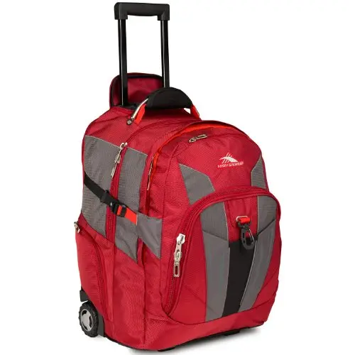 High Sierra XBT rolling business backpack in red and black