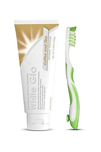 White Glo Coffee and Tea Drinkers Whitening Toothpaste with toothbrush