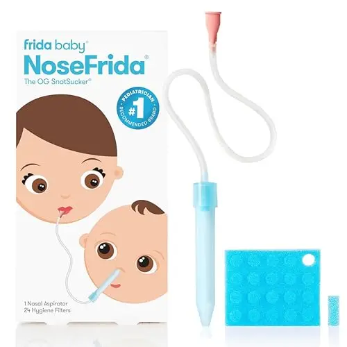 Frida Baby NoseFrida manual nasal aspirator with blue tube and disposable filters