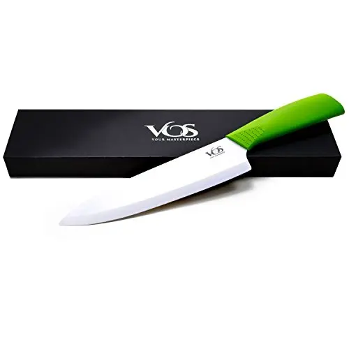 Vos green ceramic chef knife with blade cover