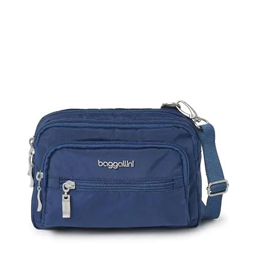 Baggallini Triple Zip Travel Crossbody Handbag in Pacific color