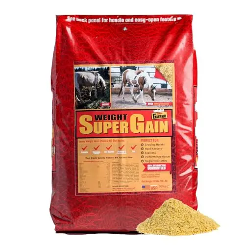 Horse Guard Super Weight Gain supplement in a yellow bag