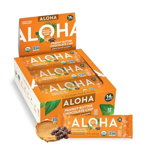 ALOHA Organic Plant Based Protein Bar, Peanut Butter Chocolate Chip flavor
