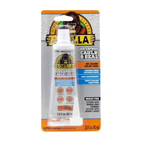 Gorilla Waterproof Caulk & Seal in a small clear squeeze tube