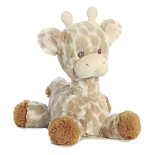 Aurora soft brown giraffe stuffed animal with rattle for infants
