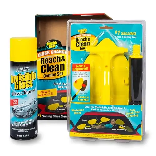 Invisible Glass Reach and Clean tool with extendable handle and microfiber bonnets