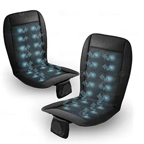 ZONETECH Black Cooling Car Seat Cushion 2-Pack with 12V plug
