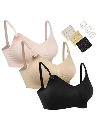 HOFISH Women's Full Cup Wirefree Nursing Bra 3-Pack