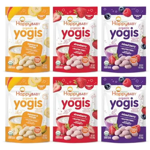 Happy Baby Organics Yogis Freeze-Dried Yogurt & Fruit Snacks 6-pack variety