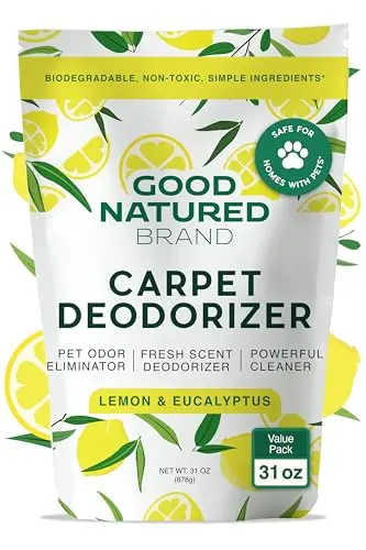 Good Natured Brand Carpet Deodorizer powder in a shaker bottle