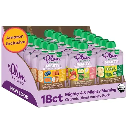 Plum Organics Mighty 4 and Mighty Morning toddler pouch variety pack