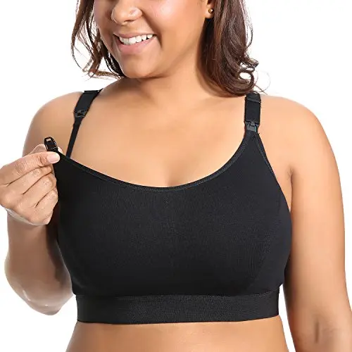 Gratlin plus size black nursing sports bra with racerback