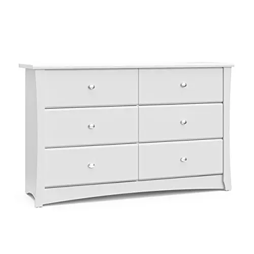 Storkcraft Crescent white six-drawer nursery dresser