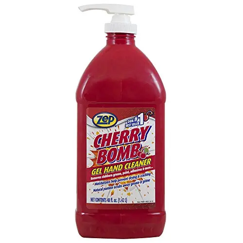 Zep Cherry Bomb hand cleaner gel in a red bottle