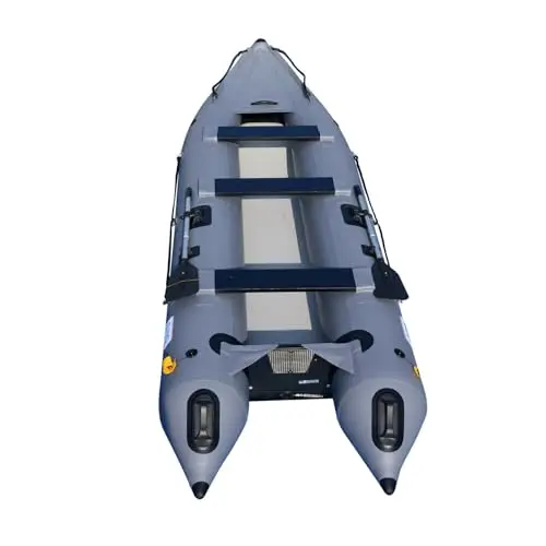BRIS 14.1ft inflatable boat kayak hybrid on water