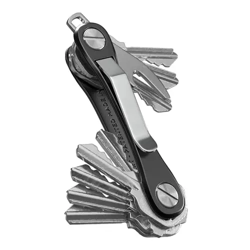 KeySmart Rugged key organizer in black with bottle opener and pocket clip