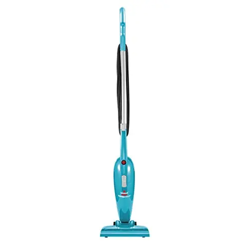 Blue Bissell Featherweight Stick Vacuum Cleaner on a hard floor