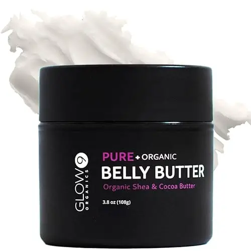 Glow Organics Belly Butter whipped cream in tub
