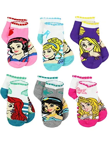 Disney Modern Princess no show socks set with vibrant stripes and princess graphics