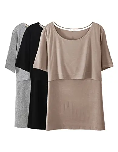 Smallshow 3-pack of modal nursing t-shirts in neutral colors