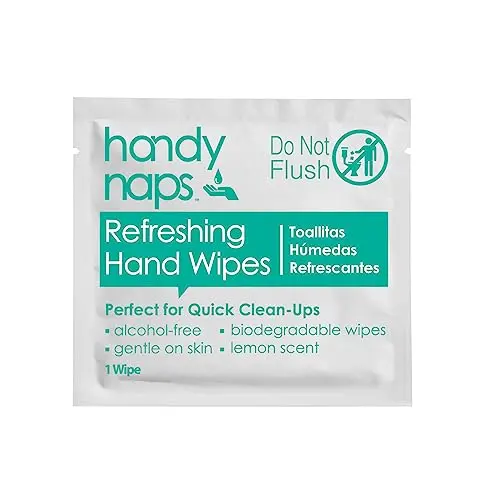 Handynaps Alcohol-Free Hand Wipes in a box of 100 individually wrapped wipes