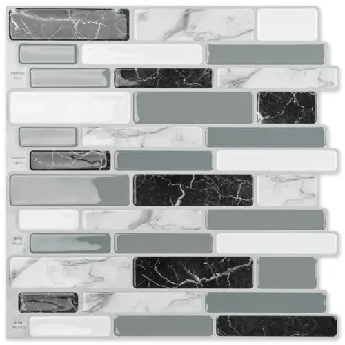 Art3d gray modern peel and stick wall tile for kitchen backsplash