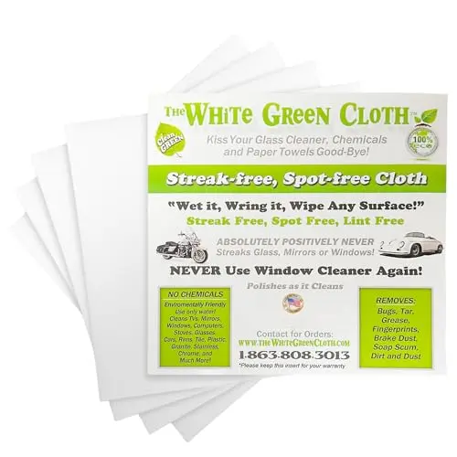 The White Green Cloth four-pack of white reusable cleaning cloths