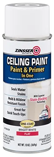 Zinsser 13oz aerosol can of flat white ceiling paint and primer