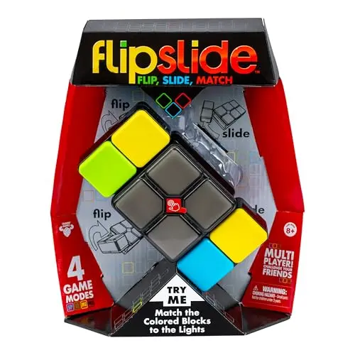 Flipslide handheld electronic puzzle game with colored lights