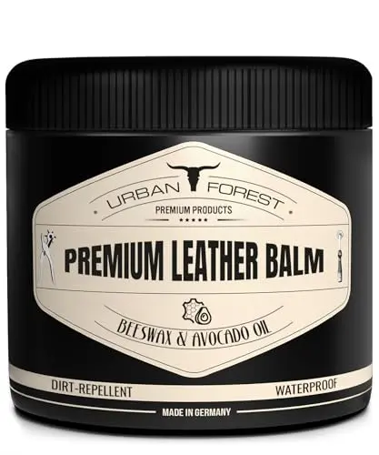 Urban Forest Leather Balm jar with beeswax and avocado oil
